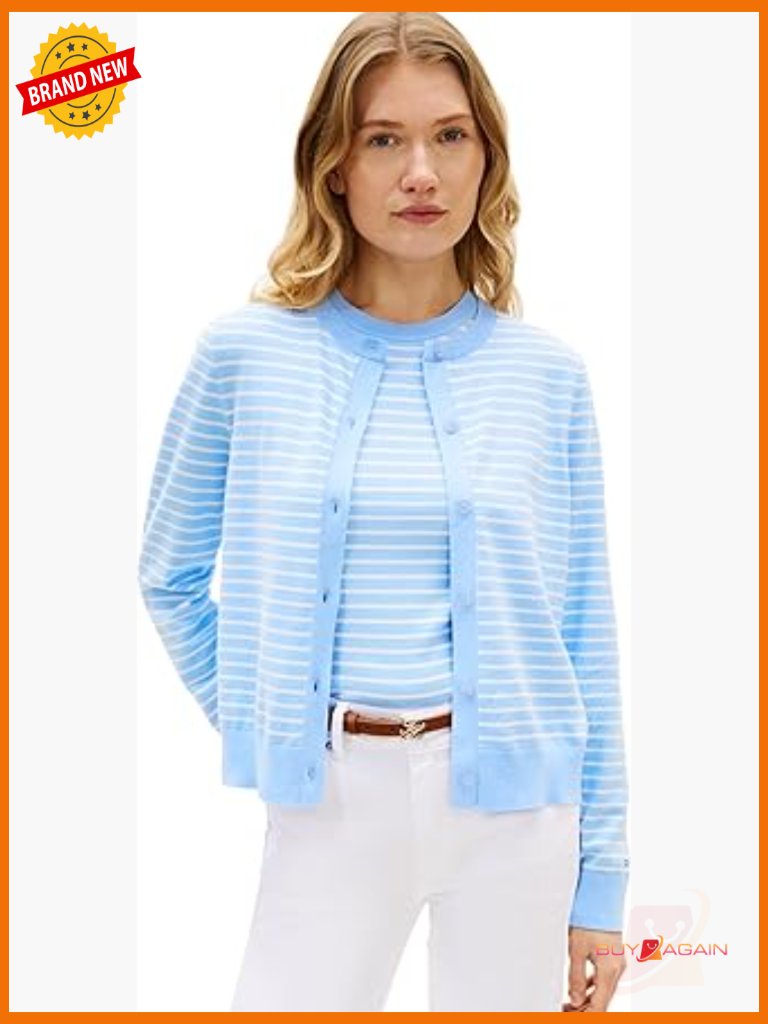 Cotton Crew Neck Cardigan Sweater Lightweight Button Down Knit